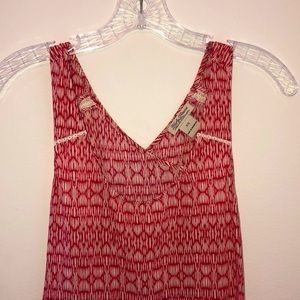 Lucky Brand: Red Crochet Printed Flowy Tank Top